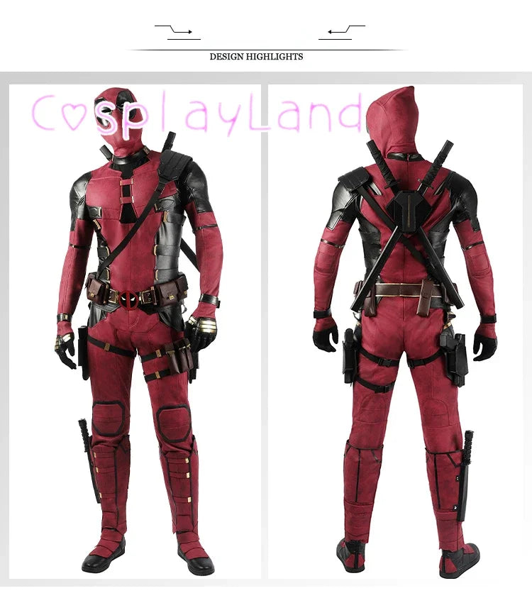 New Arrival DP3 Mr. Pool Cosplay Costume Hero Complete Clothes Red Leather Men Jumpsuit Halloween Carnival Christmas Outfit - Big Tim's Magic Emporium