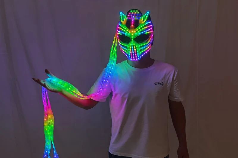 Female LED Helmet Monster Luminous Hat Light Illusion Cat Woman Black Panther Mask for Performance LED Robot Performance - Big Tim's Magic Emporium