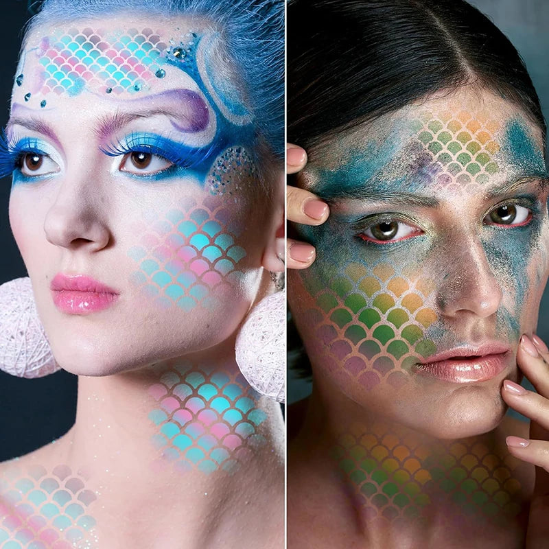 Hot Sale Fish Scale Stencil Face Painting Stencils Stencils For Painting Makeup Stencil Reusable Face Paint Stencils