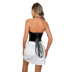 Shiny PVC PU Leather Bustier Corset Crop Top Body Shaper Vest