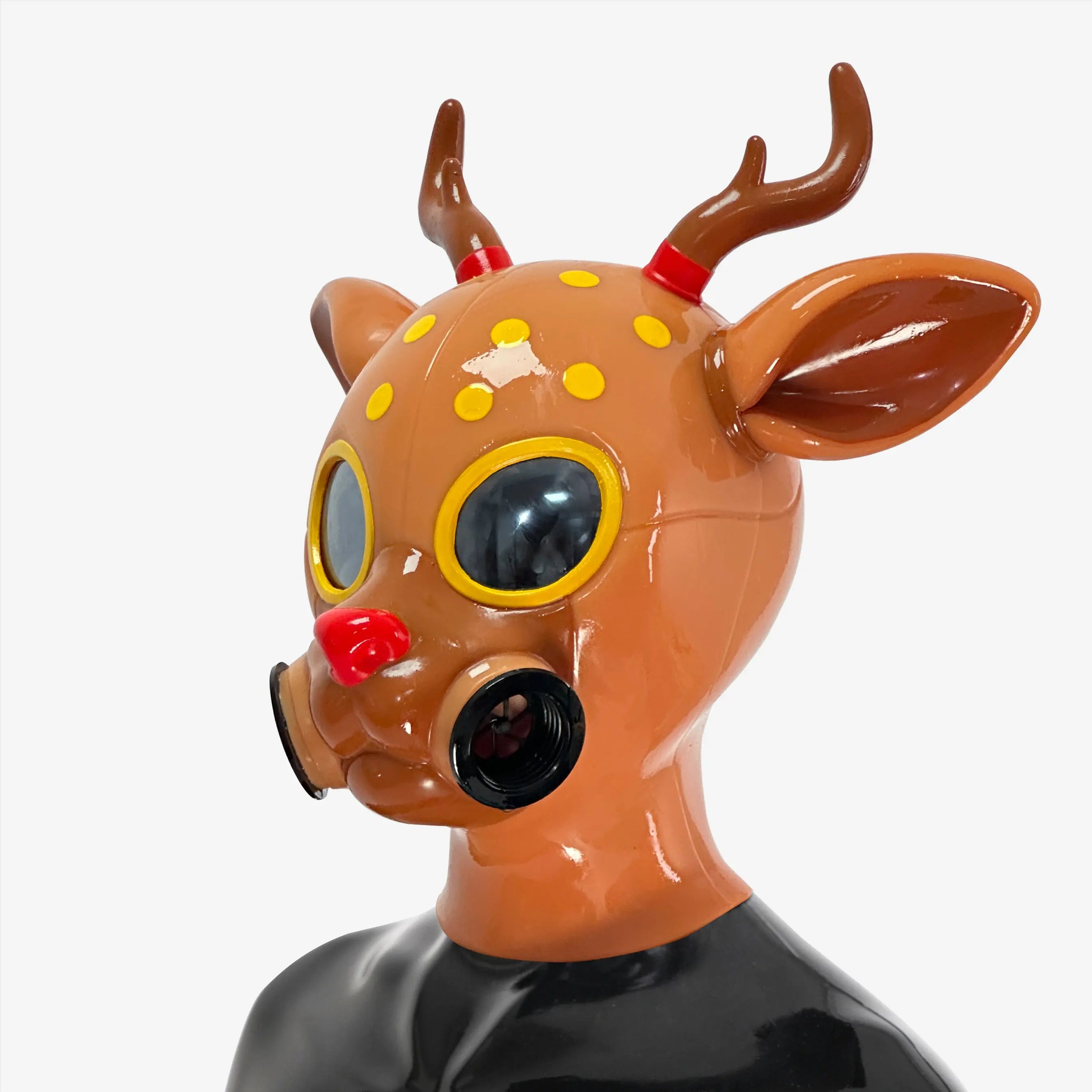Feturax Silicone Stag Gas Mask Whole Black Color Hood for Cosplay Costumes Full Head with Eyes Glasses - Big Tim's Magic Emporium