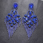 Sparkly Glass Crystal Statement Drop Earrings Stage Performance Jewelry
