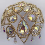 Oversized Glass Crystal Rhinestone Drop Pendant Headpiece & Earrings Drag Queen Stage Jewelry
