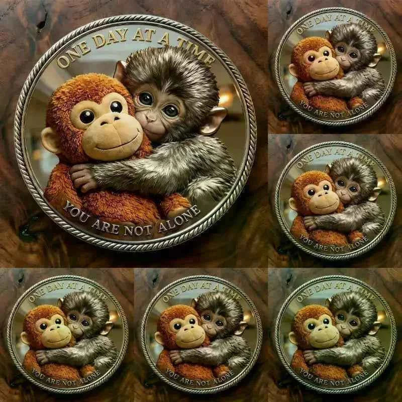 1Pcs Mental Health Motivational Challenge Coins Emotional Support Monkey Coin Inspirational Metal Challenge Coin