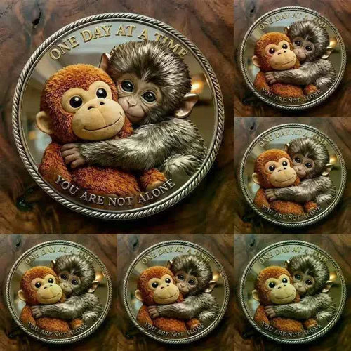 1Pcs Mental Health Motivational Challenge Coins Emotional Support Monkey Coin Inspirational Metal Challenge Coin