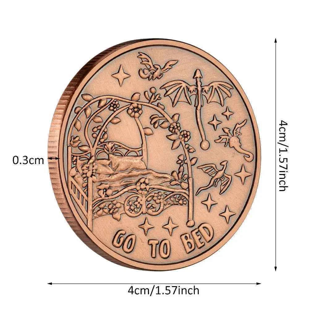 New Red Copper Magic Decision Coin Go To Bed or One More Chapter Creative Souvenir Coins Home Decor