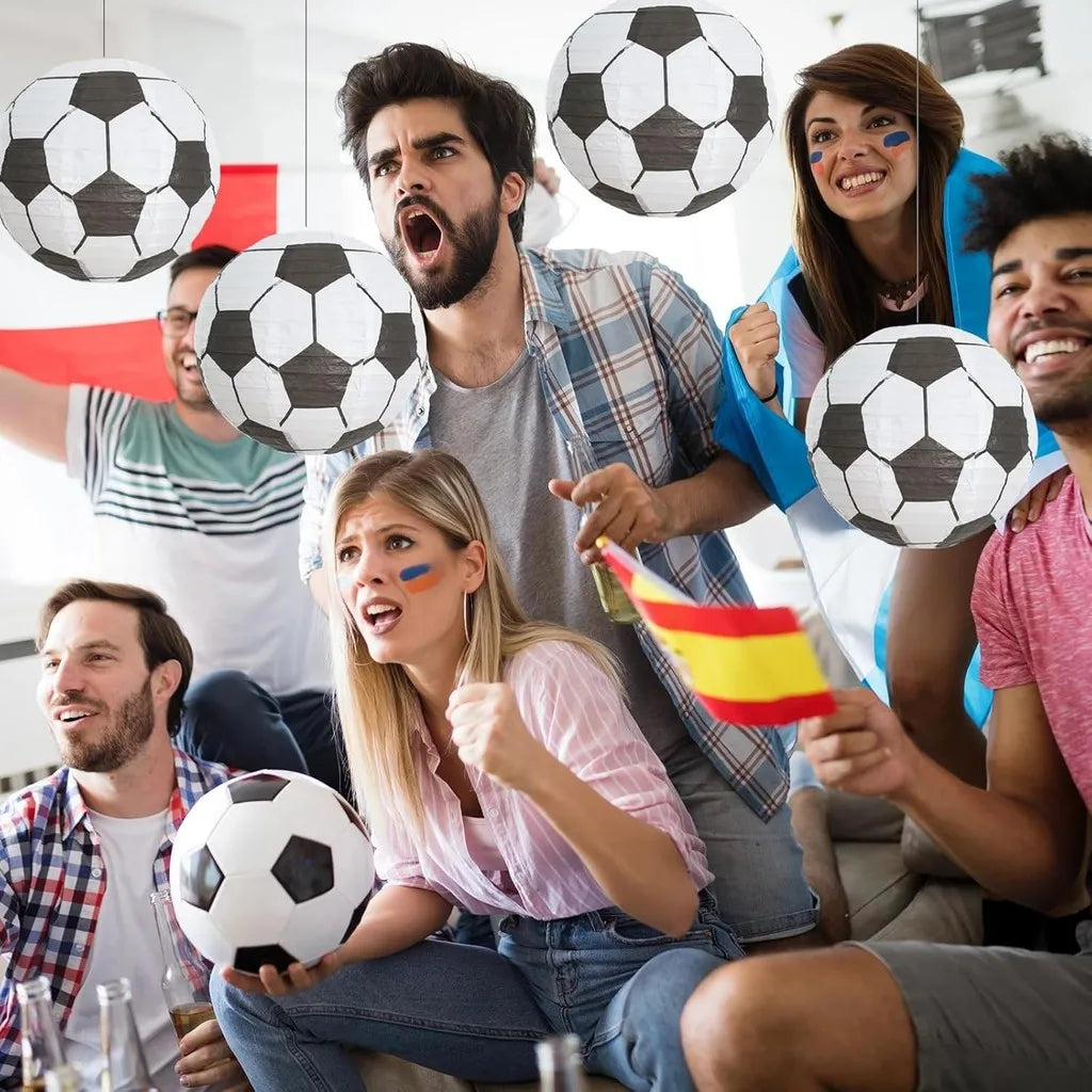 Soccer Party Paper Lanterns ,Iron Frame, Perfect for Sports Themed Birthday Decorations and Table Centerpieces, Halloween Decor - Big Tim's Magic Emporium