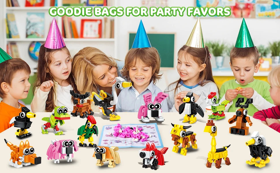 Party Favors for Kids Animals Building Block Toy for Goodie Bag Stuffers Classroom Student Prizes Birthday Gifts for Boys Girls