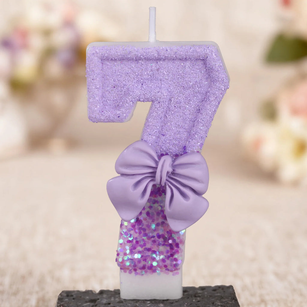 Digital candle purple bow birthday cake party candle birthday digital candle dinner candle