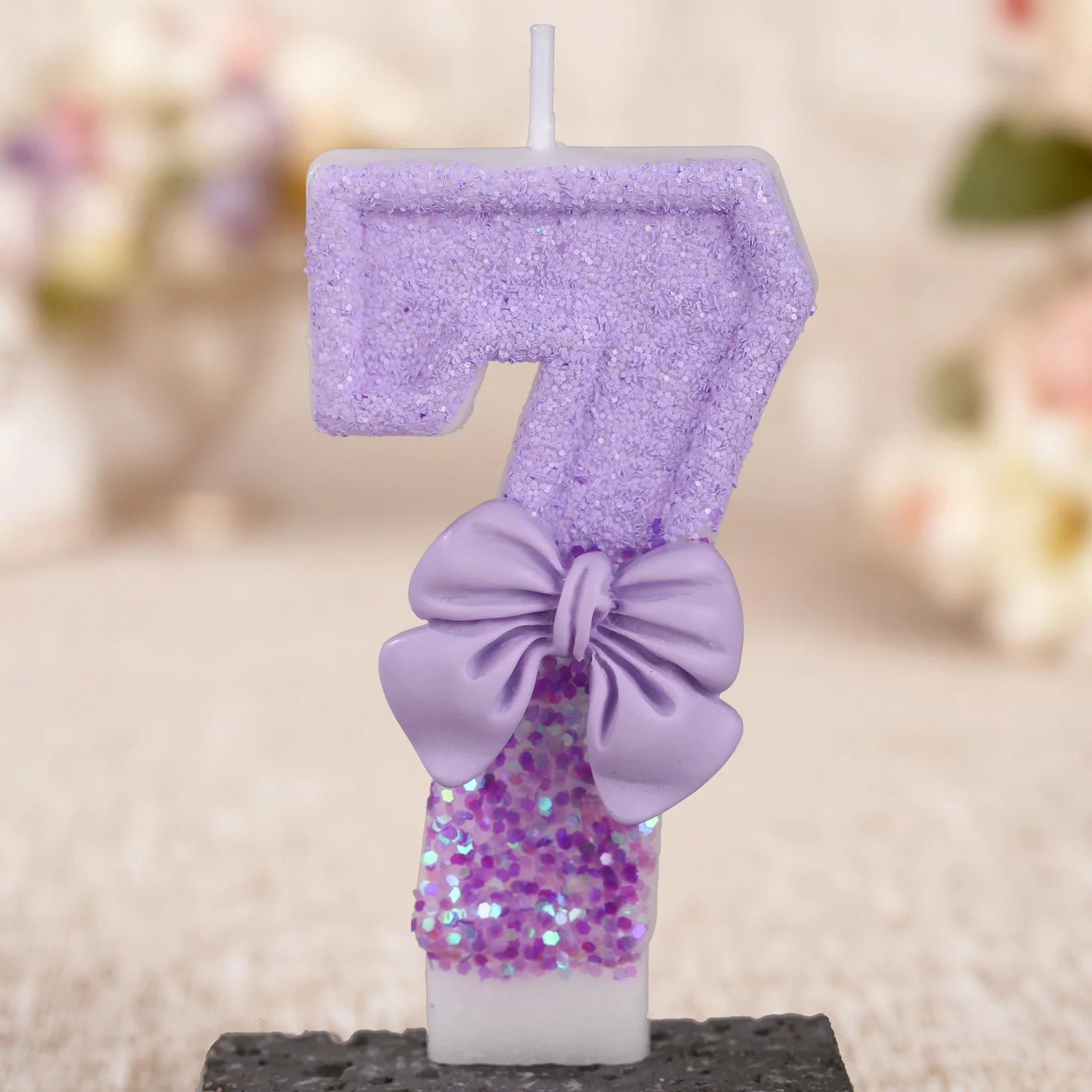 Digital candle purple bow birthday cake party candle birthday digital candle dinner candle