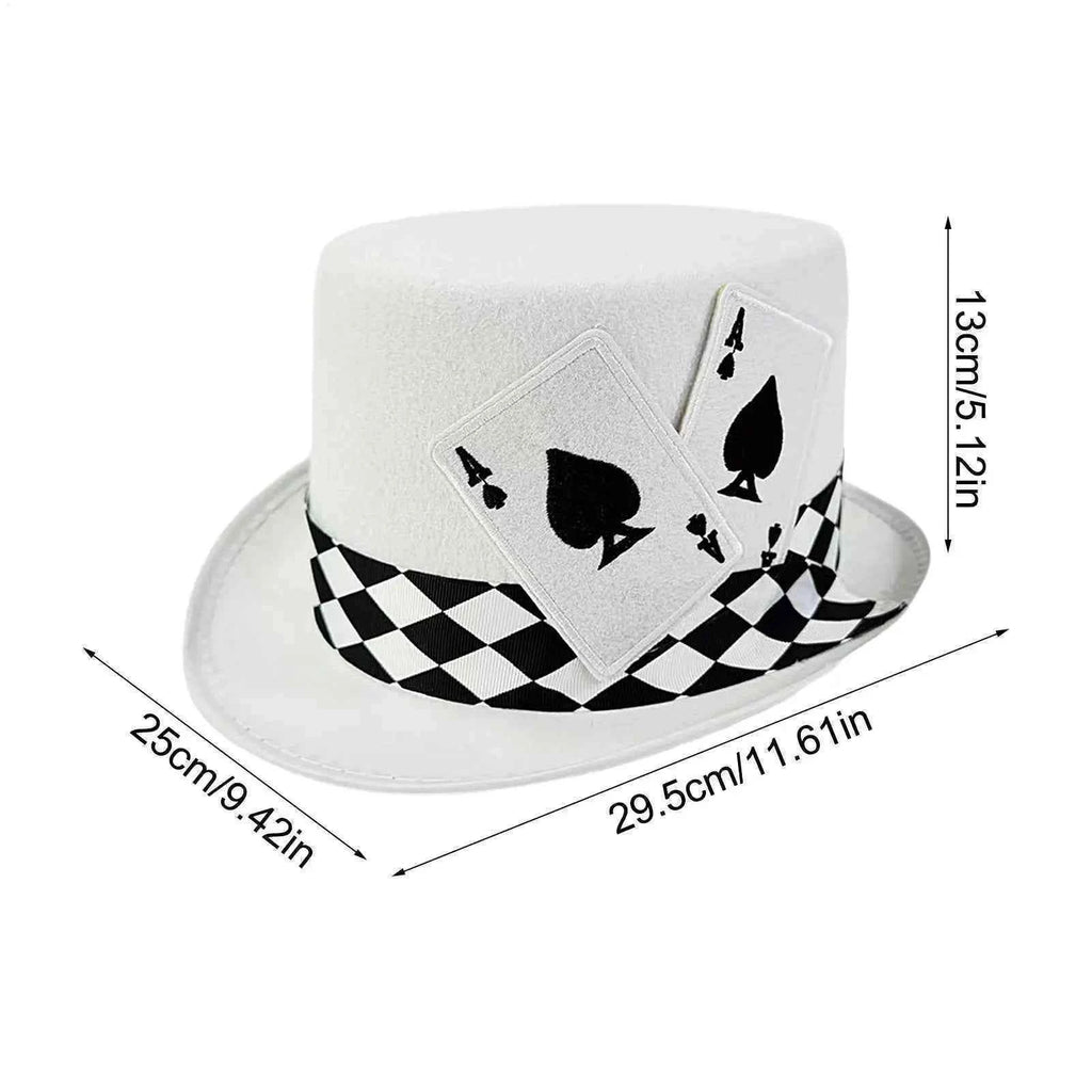 Magician Top Hat Poker Card Pattern Novelty Felt Top Hat for Amateur Hobbyists Theater Teachers Party Planners Cosplayers