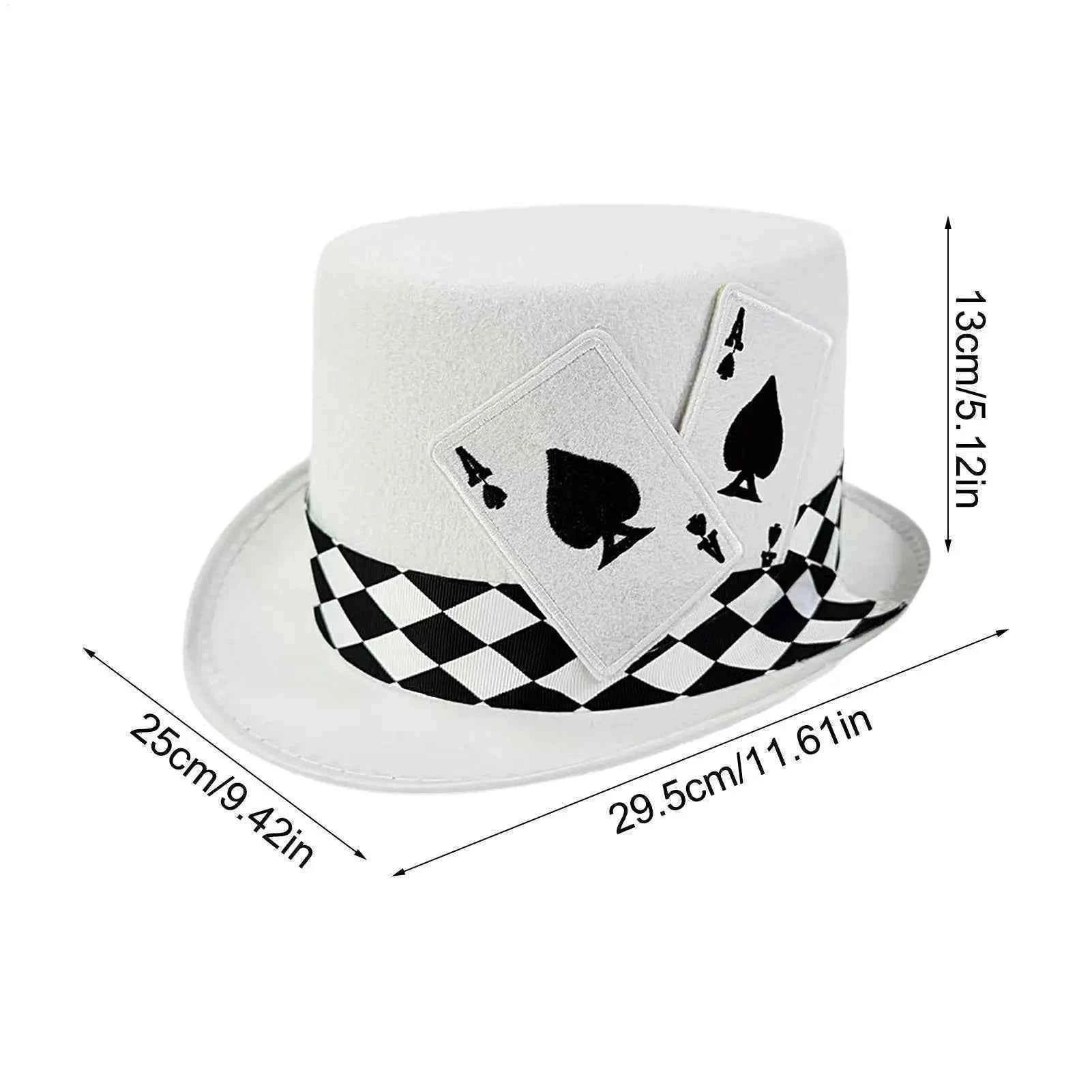 Magician Top Hat Poker Card Pattern Novelty Felt Top Hat for Amateur Hobbyists Theater Teachers Party Planners Cosplayers