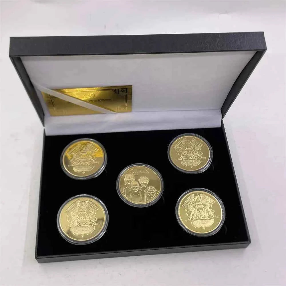 Mixed Designs Queen Gold Coin Popular World Band Commemorative Coin Freddie Mercury Challenge Collectibles Home Decor Gift