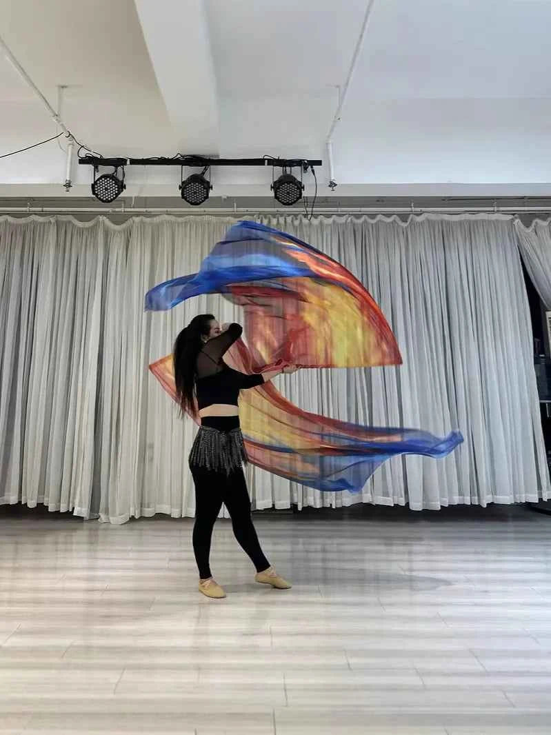160*110cm Stage Props Flag Belly Dance Silk Veils Silk Wing Praise Flags Faith Worship Flags Veil Flag with Sticks
