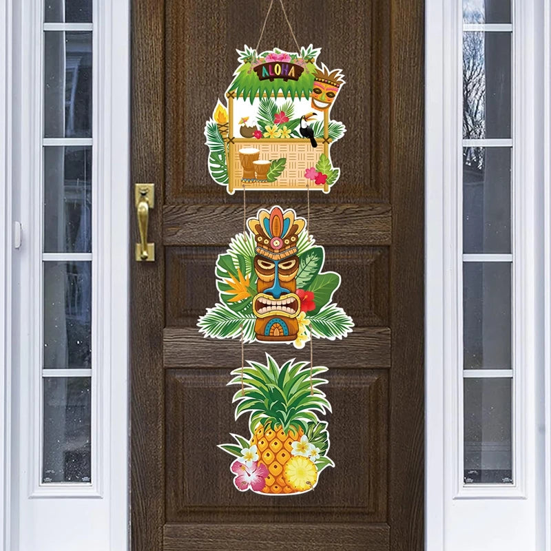 Hawaiian Party Paper Door Hanging Pendants Aloha Party Tropical Beach Party Banner Happy Summer Hawaii Birthday Party Supplies - Big Tim's Magic Emporium