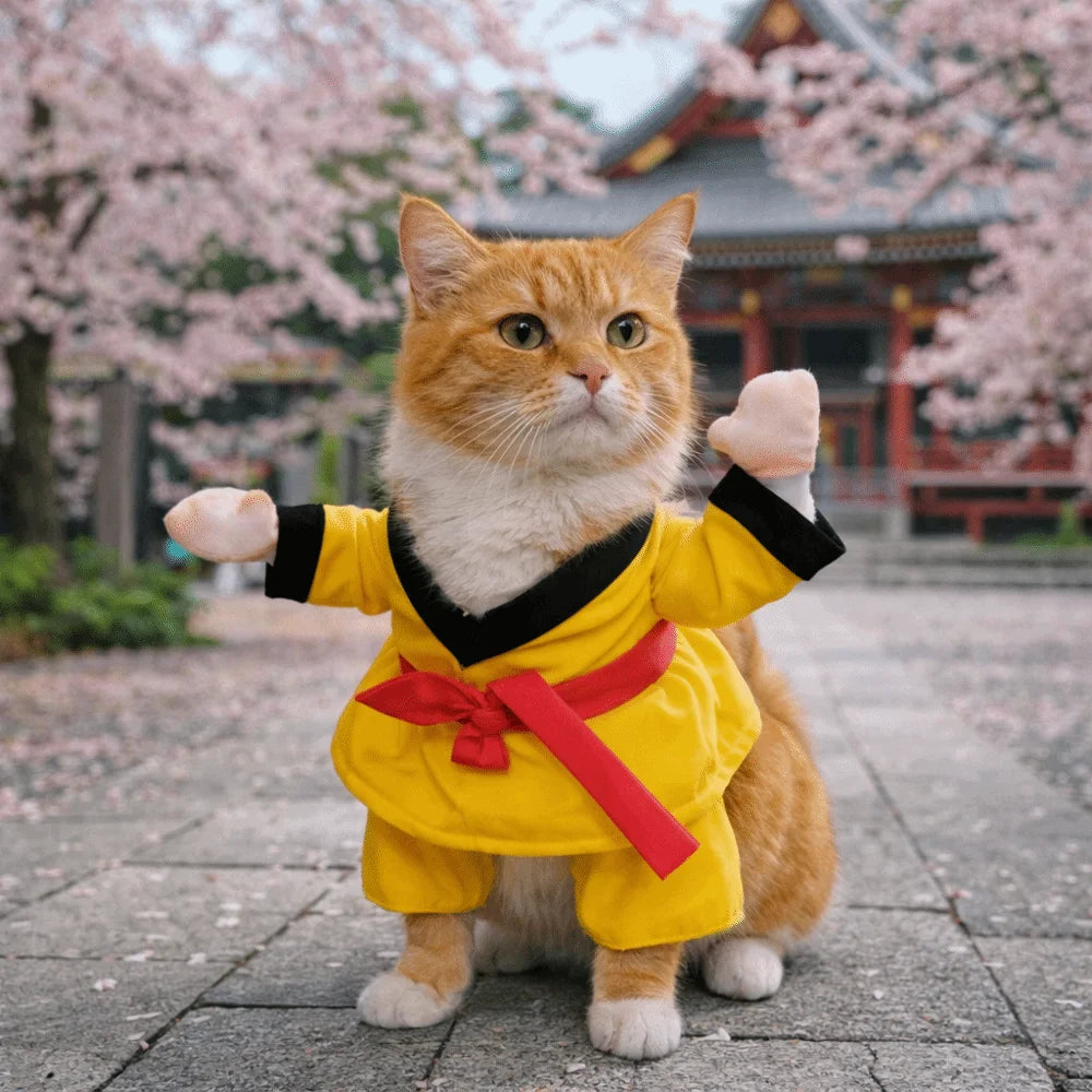 Funny Pet Taekwondo Costume Comfortable Breathable Cat Cosplay Costume Uniform Style Pet Transformational Outfit Cosplay Event