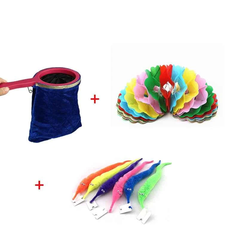 Funny Beginners Magical Props Sets Twisty Magic Worm Change Bag Pull Flower Make Things Appear Disappear Trick Toys for Children - Big Tim's Magic Emporium
