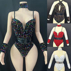 Sequined Rhinestone Bodysuit & Gogo Dance Performance Outfit