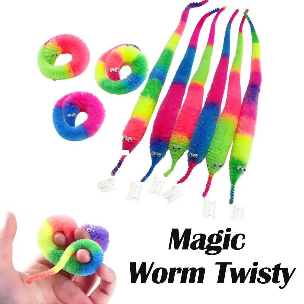 Novelty Funny Props Twisty Magic Worm Trick Toys For Kids Caterpillars On A Invisible String Fuzzy Worm Magic Caterpillar