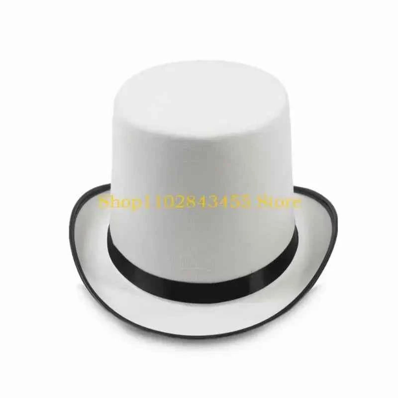 49MC Magician Top Hat White Top Hat Magician Performed Hat Stage Performances Bowler Top Hat Fancy Dress Costume