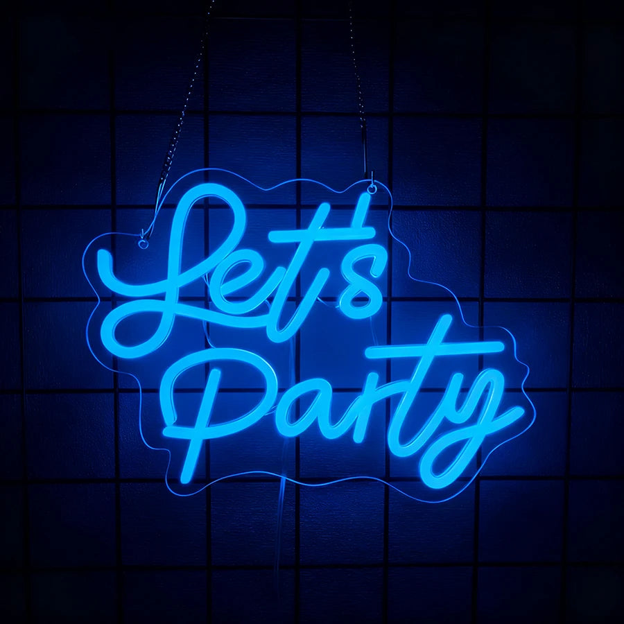 Let's Party Neon Sign for Wall Decor,LED Lights for Bachelorette Party, Engagement Party, Birthday Party,Gamer Room Decor - Big Tim's Magic Emporium