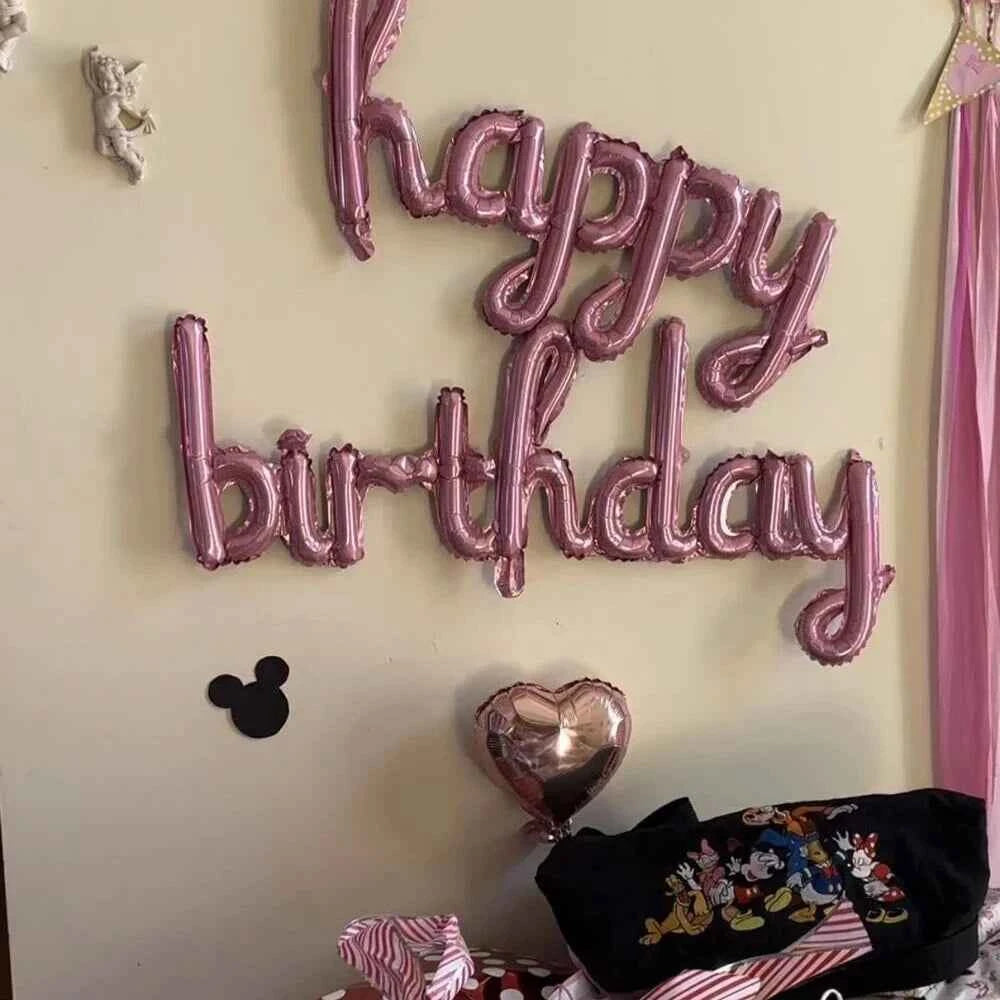 2pcs/Pack Black Pink Happy Birthday Balloons Aluminum Foil Party Decorations DIY Home Accessories for Birthday Celebrations