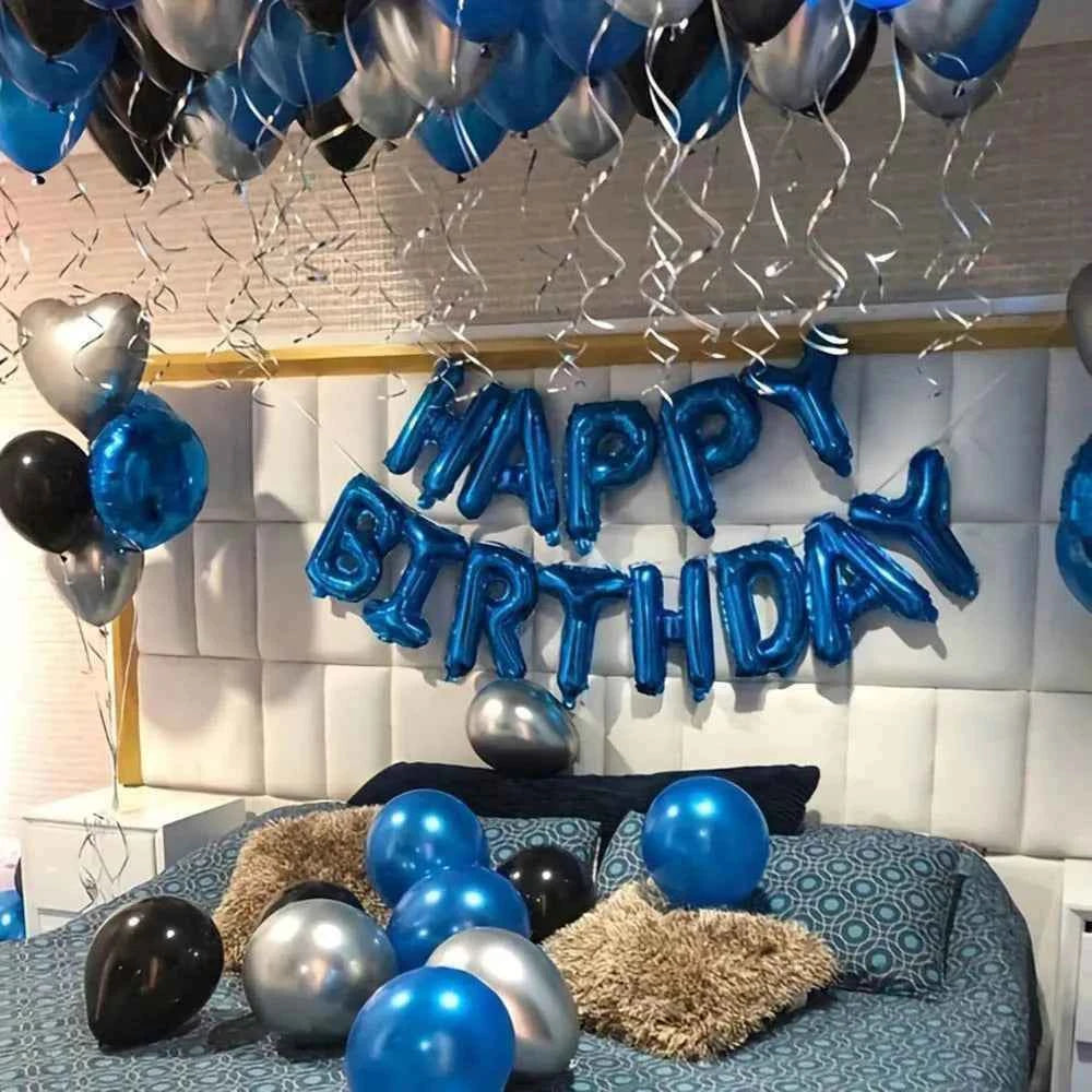 Blue Happy Birthday Party Balloons Happy Birthday Balloon Banner Suitable for Birthday Party Decoration Room Scene Layout Gifts