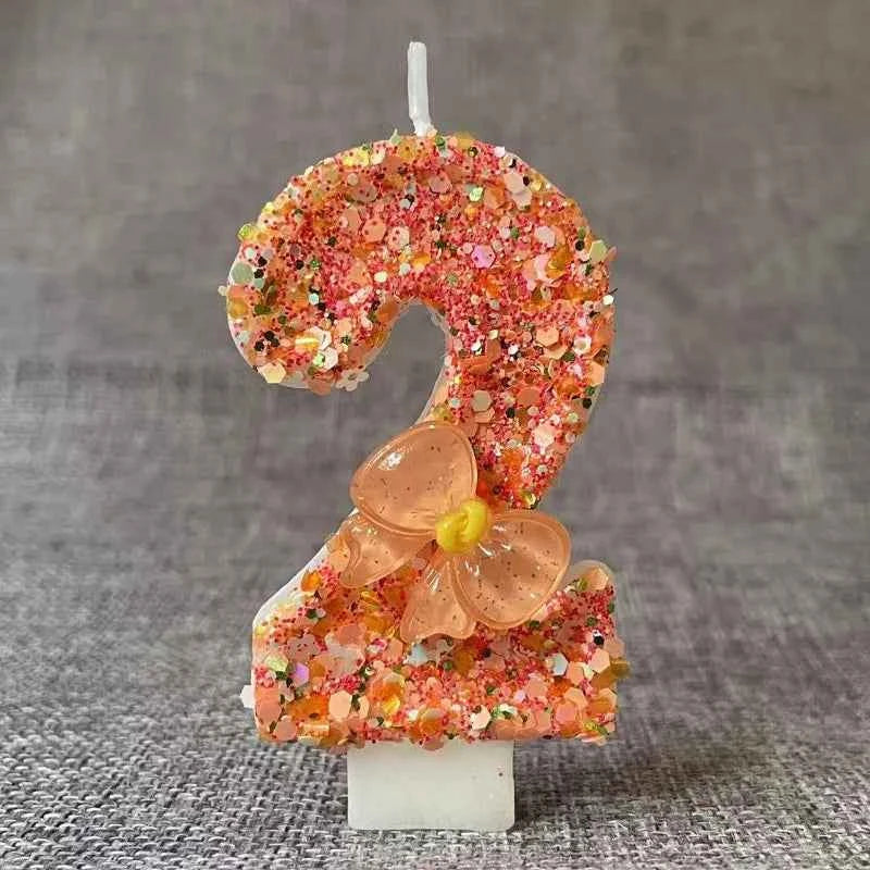 Birthday Candle Bow Orange Creative Ceremony Surprise Digital Decoration Candle Flower Style
