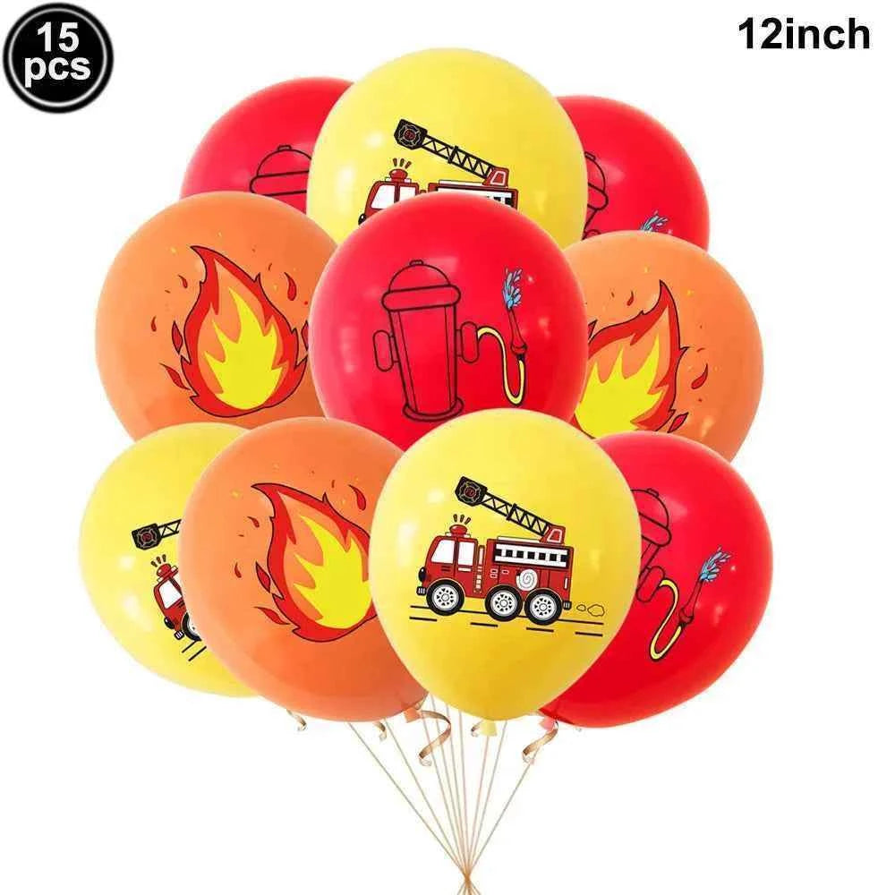 Fireman Birthday Party Supplies Firefighter Helmet Fire Hydrant Straws Cups with Lids Extinguisher Squirt Toys Fire Favors