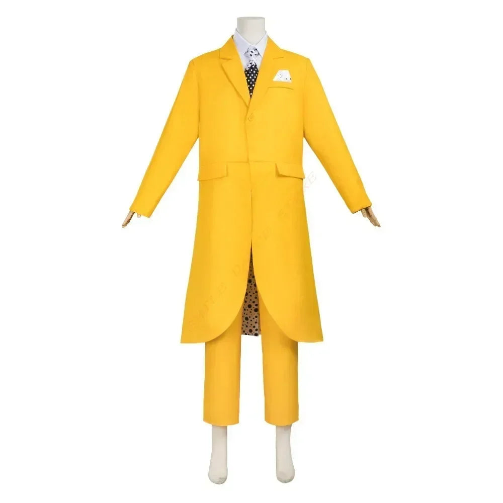Movie The Mask Cosplay Yellow Uniform with Hat Green Mask Halloween Carnival Party Clown Props Costume - Big Tim's Magic Emporium