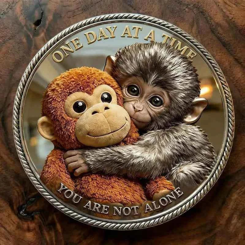 1Pcs Mental Health Motivational Challenge Coins Emotional Support Monkey Coin Inspirational Metal Challenge Coin