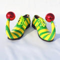 Adults Halloween Clown Cosplay Shoes Funny Circus Club Clown Performance Stripe Clown Shoes With Red Ball Carnival Cosplay Shoes - Big Tim's Magic Emporium