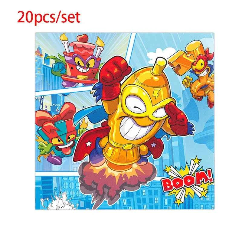 Superzings Birthday Party Decoration Balloon Banner Cake Topper SuperthingsTableware Birthday Party Supplies Baby Shower