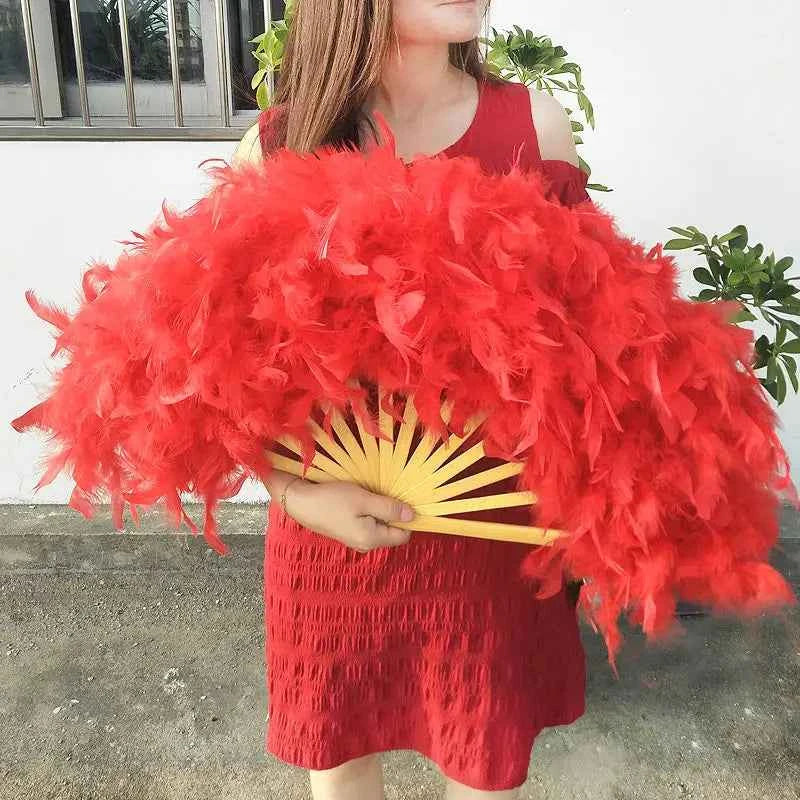 70*40cm Large Pink Feather Fan Stage Performance Dance Fan Photography Props Lolita Feather Folding Fan Wedding Party Decoration