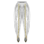 Men's Metallic Shiny Harem Dhoti Pants Gold Brocade Trim Prince Cosplay Costume