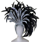 The Stardust Shadow Monarch – Premium Black Feathered Samba & Carnival Crown