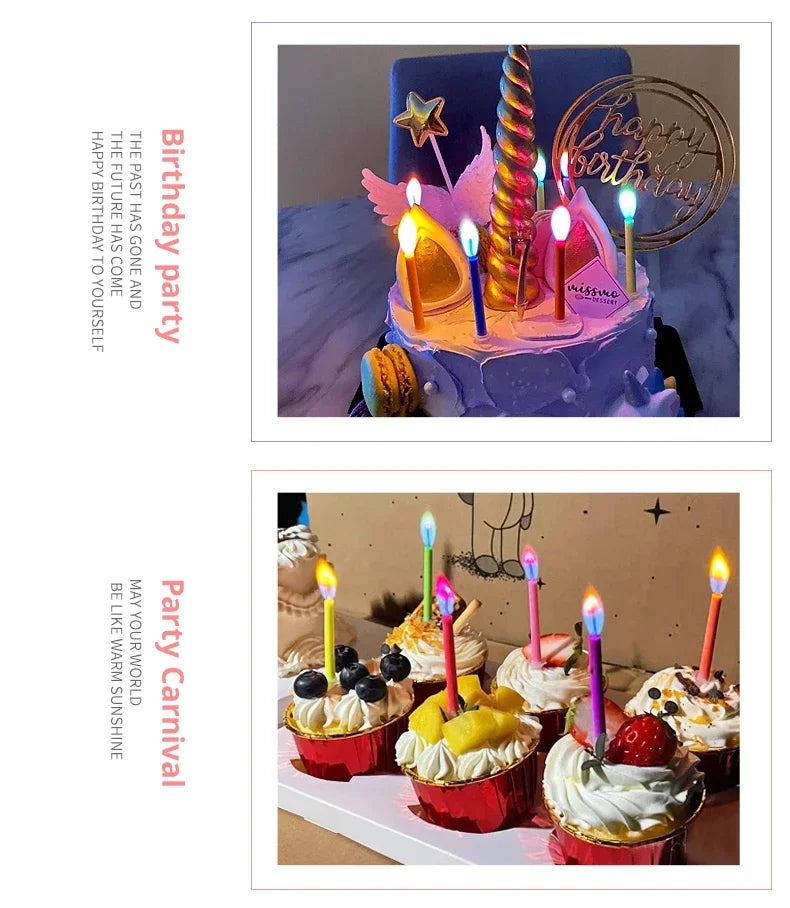 Multicoloured Colourful Flame Candles, 5/12 Pack, Suitable for Birthday Cakes, Birthday Party and Wedding Decorations
