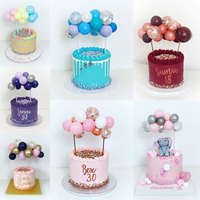 10pcs 5 Inch Balloon Cake Topper Confetti Balloon Birthday Party Dessert Decoration Baby Shower Wedding Decor Cake Supplies
