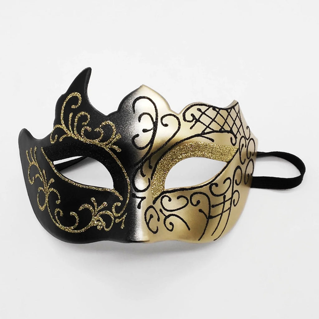 Half-Face Painted Men's Mask Painted with Shiny Powder Venice Style for Halloween Costume Supplies