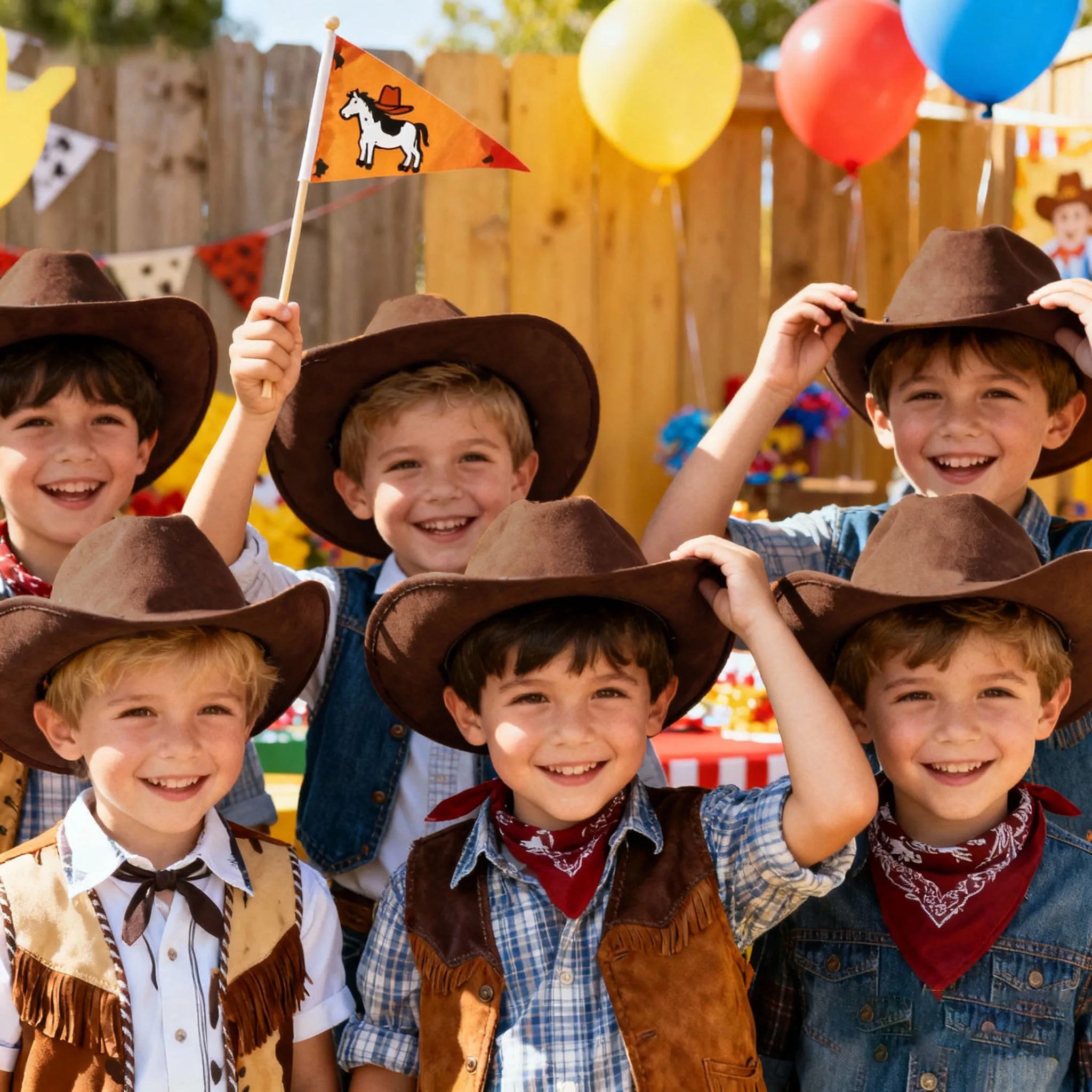 6-48Set Kids Western Cowboy Hats with Bandanas Cowboy Party Hats for Birthday Party Cosplay Costume Party Western Party Favors - Big Tim's Magic Emporium
