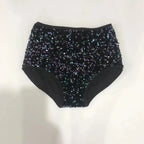 High-Waist Sequined Disco Briefs & Stage Performance Hot Pants