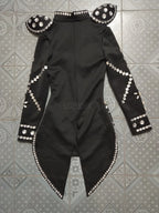 Rhinestone Swallowtail Showgirl Bodysuit – Tuxedo Tails Stage Performance Costume