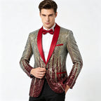 Men's Luxury Gradient Sequin Blazer Shawl Lapel Formal Stage Tuxedo Jacket