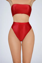 High-Waist Oil Glossy Sheer G-String Thong Satin Smooth Seamless Briefs