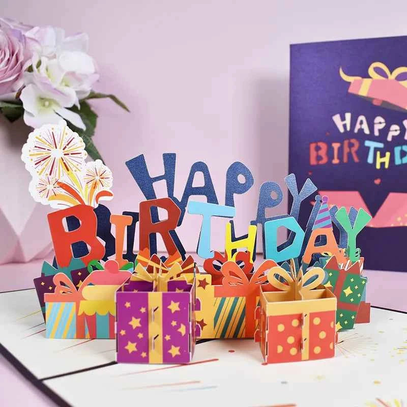 Happy Birthday Pop Up Card – 3D Birthday or Anniversary Greeting Card for Milestone Celebrations, Wedding Anniversary