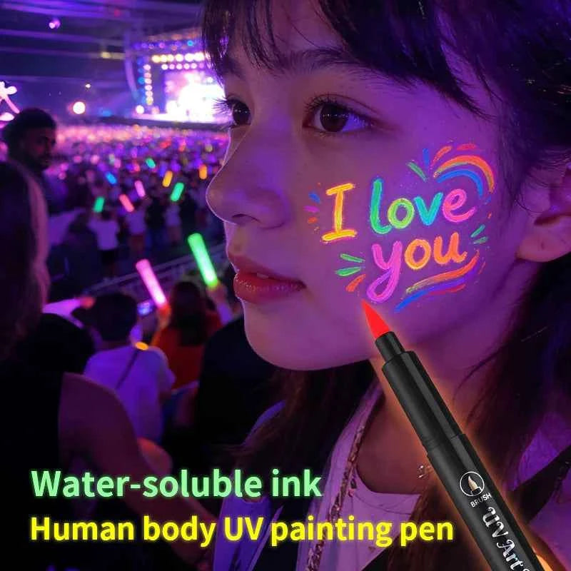 Skin Painting Face Paint For Beginners ，Human Body Graffiti,12PCS Face Paint Marker Pens DIY Drawing Soft Brush Non-toxic