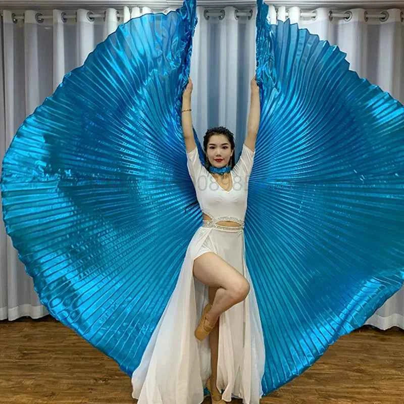 Oriental Style Dance Accessories Stage Performance Props Egyptian Wings 300 Degrees Belly Dance Isis Wings with Sticks