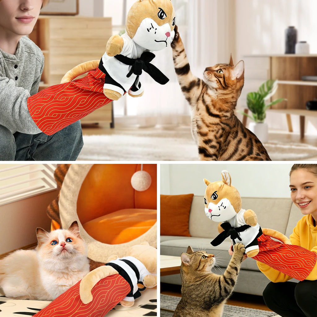Karate Kitty Puppet Cat Wrestling Plush Play Glove Pet Interactive Dolls Fun Soft Cat Wrestling Boxing Glove Hand Puppets - Big Tim's Magic Emporium