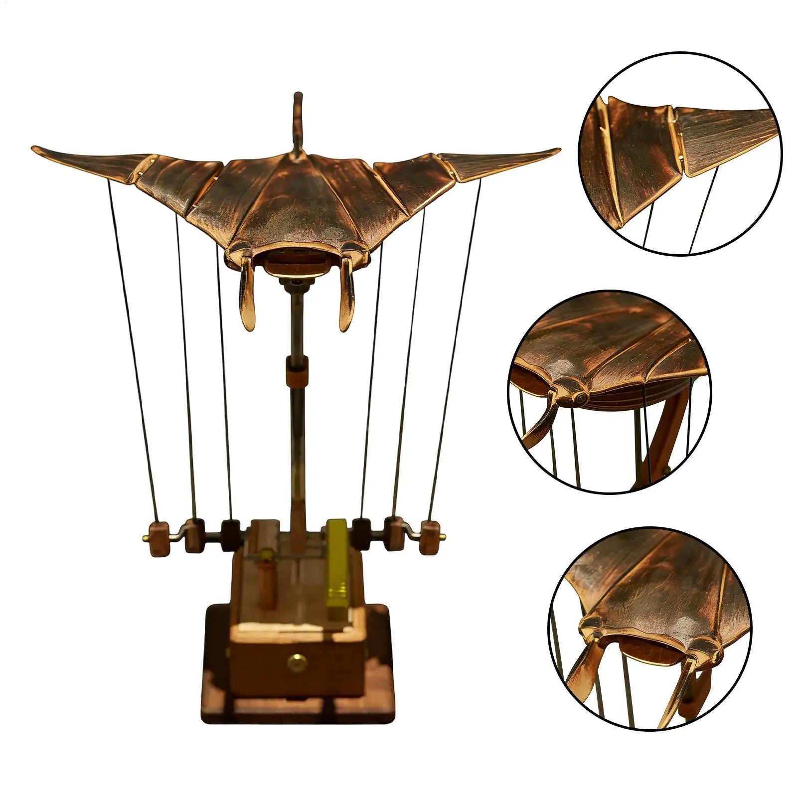 Artisan Wooden Manta Ray Automaton Handcrafted Mechanical Ocean Animal Ornaments Hand-Cranked Kinetices DIY Puzzle Decoration
