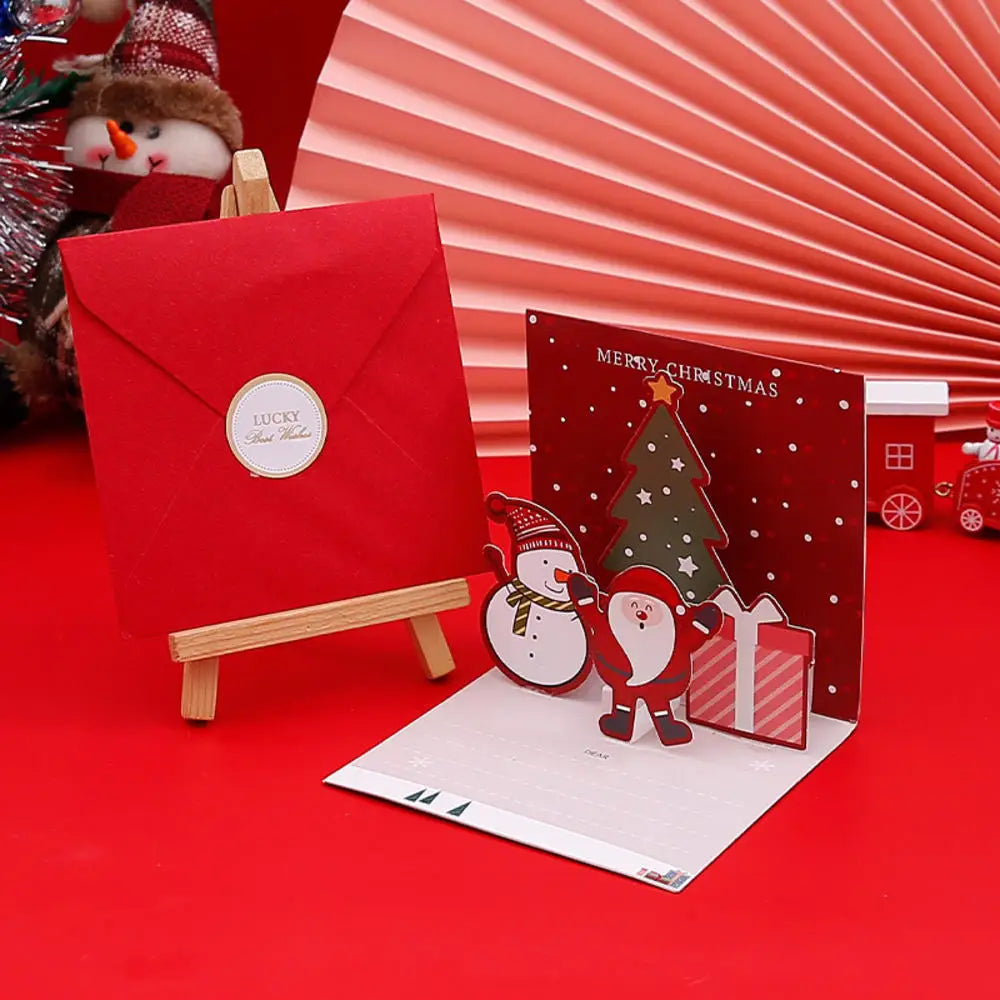 Happy Birthday Card Christmas Gift Card 3d Birthday Cake Pop-Up Greeting  with Envelope Christmas Invitation Cards for Kids
